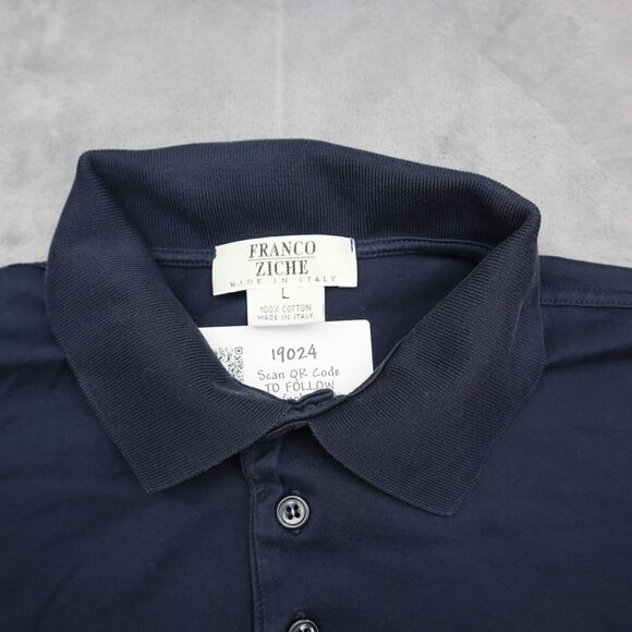 Franco Ziche Shirt Mens L Blue Plain Chest Button Short Sleeve Collared Top - Picture 6 of 16